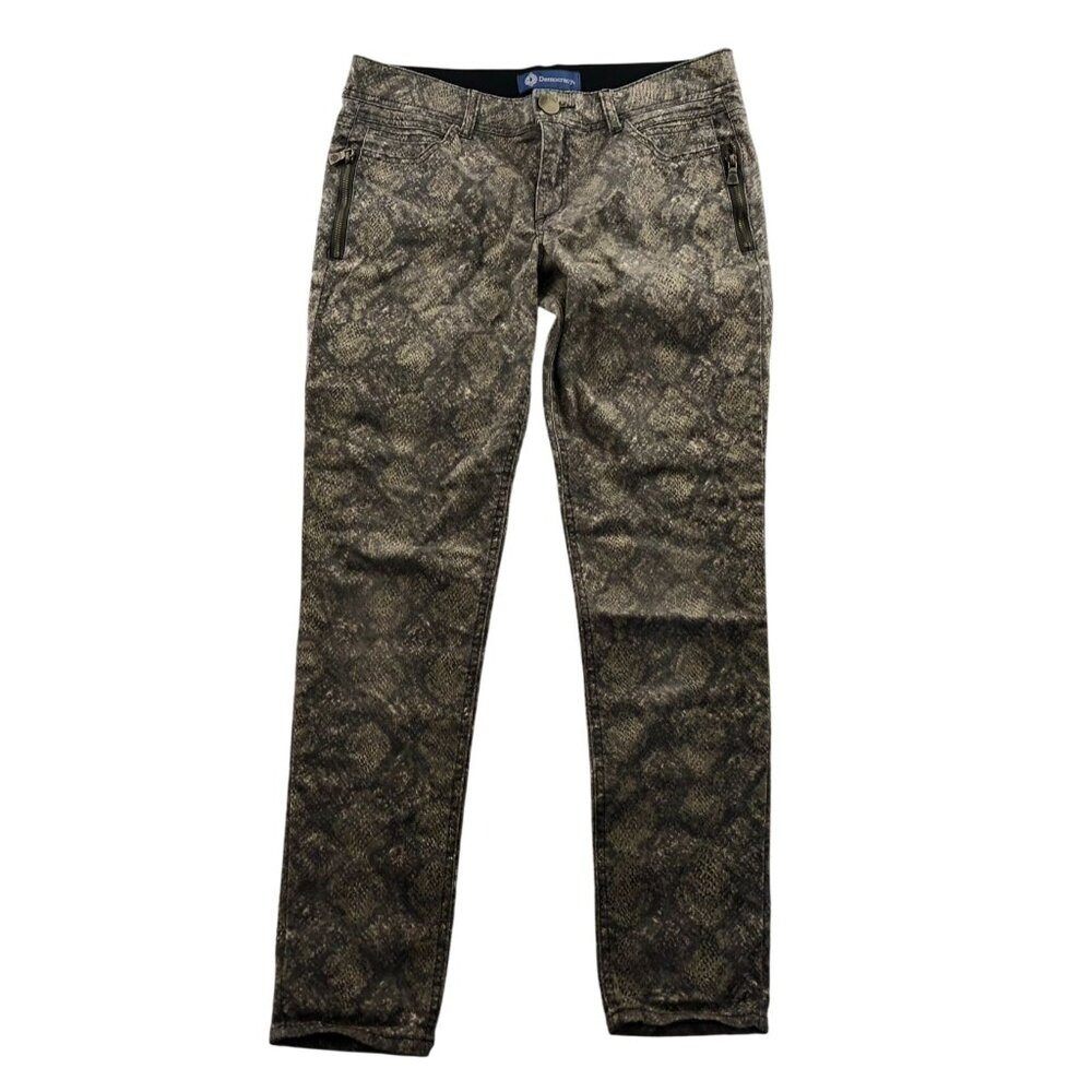 Democracy Womens Snakeskin Pants Size 8 Tan Ab Solution Skinny Ankle Mid Rise